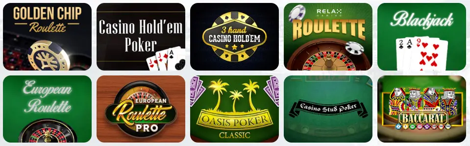 Jeux de table au Fortune Clock Casino